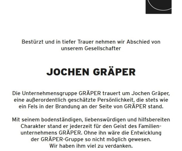 GRÄPER trauert um Jochen Graeper